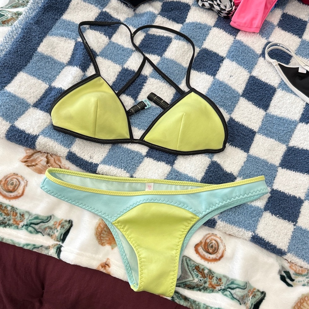 Victoria's Secret Lime Green and Light Blue Bikini